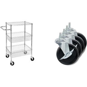 Honey-Can-Do 3 Shelf Chrome Storage Cart CRT-01451 Chrome