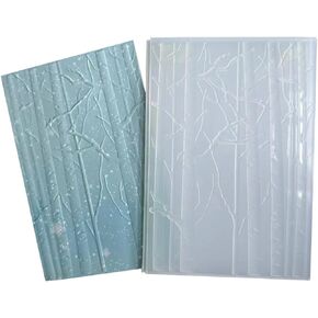Arbuya 3D Woodland Background Plastic Embossing Folders for Card Making or Journaling Winter Trees Embossing Folder for Paper Crafting