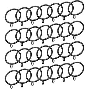 uxcell 28 PCS Curtain Rod Rings with Eyelets Drapery Metal Curtain Rings Hanging Rings for Curtain Rod 2-Inch Inner Diameter Black