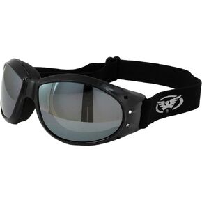 Global Vision Red Baron Motorcycle Biker Aviator Dirt Bike Goggles Black Padded Frame w/Mirrored Lens (Flash Mirror)