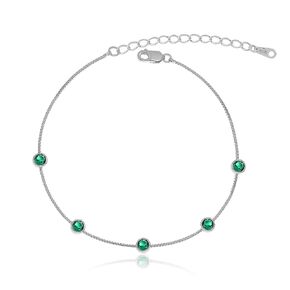 Meissa Birthstone Bracelets for Women Gold Bracelet Emerald Green Charm Bracelet 925 Sterling Silver May Birthstone Jewelry Girls Fashion, Silver
