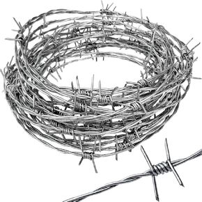 Real Barbed Wire 60ft 15.5 Gauge - Great for Crafts, Fences, and Critter Deterrent