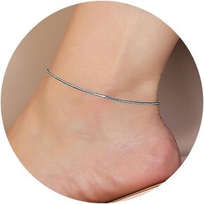 QJLE Gold Anklets for Women Waterproof,18K Gold Plated Anklet for Women Snake Chain Link Dainty Ankle Bracelets Summer Beach Jewelry…
