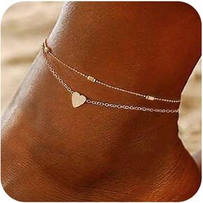 Relveo Ankle Bracelets for Women,Anklets for Women Waterproof Adjustable Link Anklet Set,Dainty Layered Anklets for Teen Girls Anklet for Women Jewelry Gifts for Mom Women Girlfriend