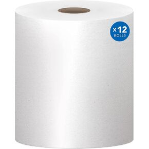 مناشف Scott® Universal مصنوعة من الألياف الصلبة المعاد تدويرها بنسبة 100% (01052)، مع جيوب امتصاص™، 1.5 بوصة، بيضاء، (800'/لفة، 12 لفة/علبة، 9600'/علبة) in Kuwait