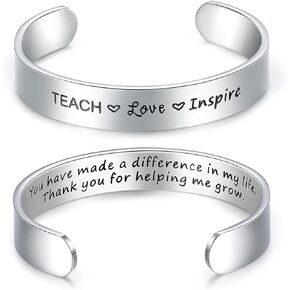 EPIRORA Teacher Appreciation Gifts Bracelet for Women- Graduation End of Year Teacher Gift Cuff Bangle | Grad inspirational Jewelry Thank You Gifts for Teachers