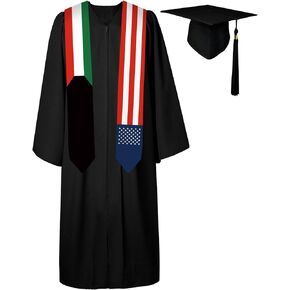 72 Inch Kuwait Flag and USA Flag Graduation Sash Graduation Stole Scarf International Study Abroad Class of 2024 (Not Include Baccalaureate Gown and Hat)