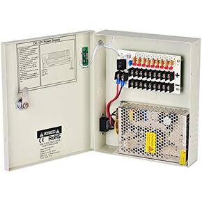 Lapetus 18 Channel Output 12V DC 10A Auto Reset Fuse Distributed Power Supply Switch Box for CCTV DVR Security Camera