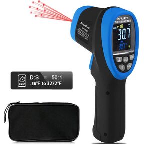 GOLDCHAMP ميزان حرارة عالي الحرارة ومجموعة ميزان حرارة للقراءة الفورية، -58 درجة فهرنهايت ~ 3272 درجة فهرنهايت D: S = 50: 1، مسدس درجة حرارة غير ملامس مع شاشة LCD ملونة للصهر والأفران والطهي والفرن والتدفئة والتهوية وتكييف الهواء، إلخ. in Kuwait