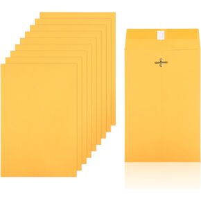 10pcs Heavy Duty Clasp Mailing Envelopes 6x9 Inches, Large Kraft Catalog Envelope Thick Manila Envelopes with Clasp Closure for Office Business School Home