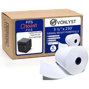Thermal Printer Paper Roll for Toast TP200 Receipt Printer Point of Sale (12 rolls)