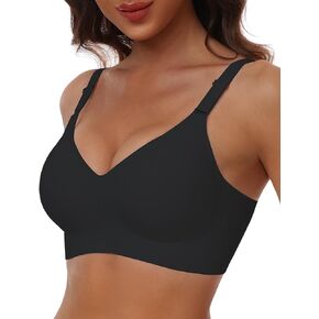 HORISUN Seamless Bra Full Coverage Wireless Bra for Women with Support(Black XL)