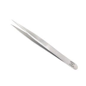 Scientific Labwares Stainless Steel Serrated Lab Forceps with Straight, Medium-Pointed Tips - 4.75in (120 mm) Length