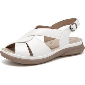 CentroPoint Women's Comfort Arch Support Slides Open Toe Orthotic Walking Low Wedge Sandals With Buckle
