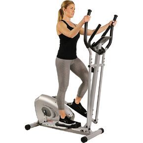 Sunny Health & Fitness Magnetic Elliptical Machine with LCD Performance Monitor, Pulse Sensor, Floor Stabilizers, Low-Impact, Full Body Workout and Optional Bluetooth with Exclusive SunnyFit App
