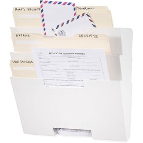Wallniture Lisbon Wall File Holder Organizer for Office Storage, 3-Tier Mail and Magazine Holder Metal White