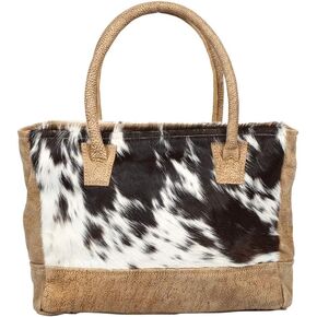 Myra Bag Black & White Cowhide & Leather Handbag S-1314, 13.5" W x 10" H x 4" D in Kuwait