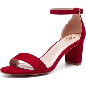 FW FRAN WILLOR Women Open Toe Low Chunky Short Heels Ankle Strap Block Heel Sandals Party Dress Pump Shoes