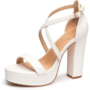 Trary Women's Strappy Platform Chunky High Heels Sandals Fashion Comfortable Open Toe Block Heels for Women Dress Wedding Party Shoes