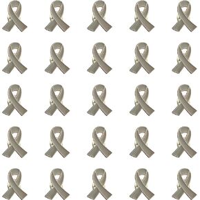Joixy 25/50/100/200pcs metal grey Ribbon brooch pin for Parkinson's disease, brain cancer, asthma, allergies, diabetes Grey Ribbon Brooch Pin Awareness for fundraising charity events