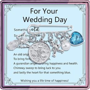 Bridal Shower Gift for Bride to Be Bride Bouquet Charm Bride Pin Something Blue for Bride on Wedding Gifts for Bride from Mother Mom Grandmother Best Friend Sister