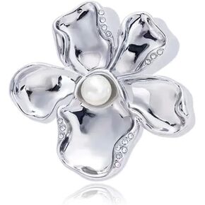 Brooch Pins Gold Flower Pearls Rhinestone Petal Lucky Floral Lapel Brooches for Women Girls Fashion Jewelry Gift