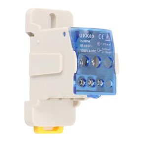 Power Junction Box DIN Rail Electrical Terminal Block Connector Distribution Box AC DC1000V (80A)