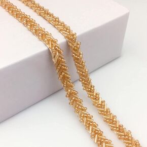 FQTANJU 2 Yards Beaded Crystal Rhinestone Applique, Rhinestones Trim for DIY Dress Brida Sash Crystal Beaded Applique for Party and Other Formal Occasion, Golden Yellow