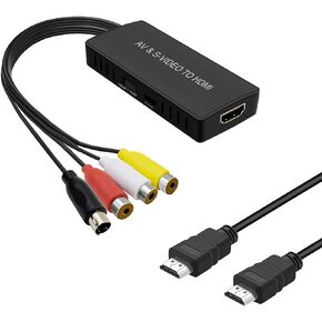 HDMI to AV and S-Video Converter HDMI to Audio Video Converter HDMI to RCA Adapter with Svideo Cable Support 720P/1080p for Roku/Xbox/STB/VCR/Blu-ray/DVD/ PS3/ Laptop/TV/Projector etc