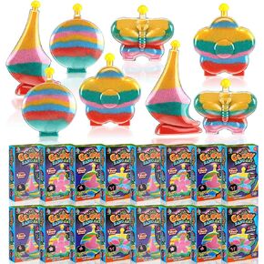 Wettarn 24 Sets Create Your Own Sand Art and Crafts DIY Kits Glitter Sand Art Glow in The Dark Include Colored Sand, Sand Bottles with Funnels and Sticks for Activities Supplies