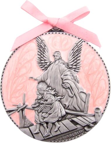 Pink Guardian Angel Crib Medal, Religious Token, 2.25 Inches in Saudi Arabia