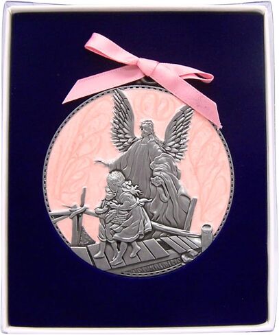 Pink Guardian Angel Crib Medal, Religious Token, 2.25 Inches in Saudi Arabia