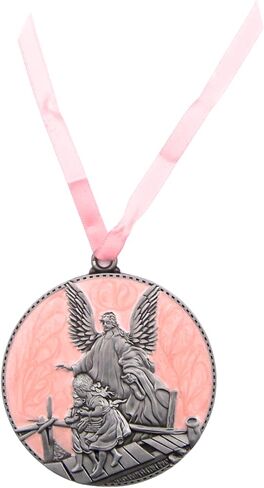 Pink Guardian Angel Crib Medal, Religious Token, 2.25 Inches in Saudi Arabia
