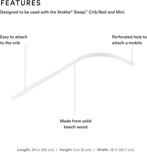 Stokke Sleepi Drape Rod, White - Made from Solid Beech Wood - Easy to Install & Clean - Compatible Sleepi Crib/Bed & Mini in Kuwait