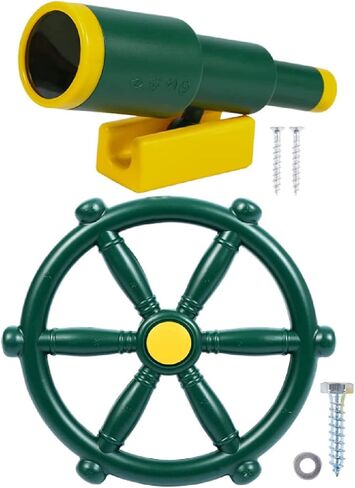 THAKSENY Playground Accessories for Kids, Swingset Attachments with Pirate Ship Wheel, Toy Telescope and Safety Handles，Pirate Accessories for Kids Treehouse (Gree 2 PCS) in Saudi Arabia