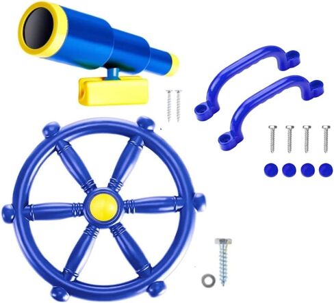 THAKSENY Playground Accessories for Kids, Swingset Attachments with Pirate Ship Wheel, Toy Telescope and Safety Handles，Pirate Accessories for Kids Treehouse (Gree 2 PCS) in Saudi Arabia