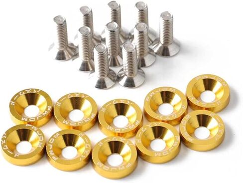 ihreesy Bumper Fender Washer M6، 10 قطع من الألومنيوم الخام لغسالة المحرك خليج اللباس عدة Lisence لوحة الديكور البراغي الحاجز الوفير غسالة الترباس لمعظم المركبات، برتقالي in Kuwait