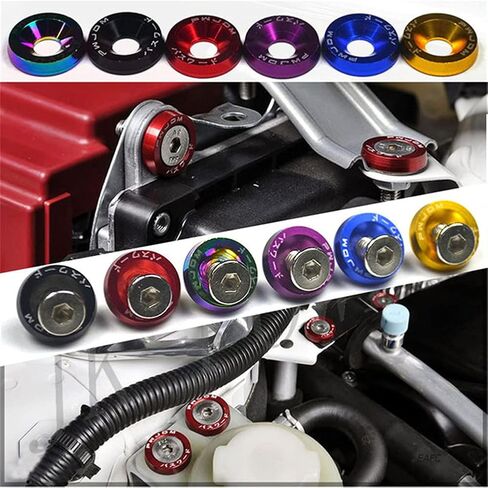ihreesy Bumper Fender Washer M6، 10 قطع من الألومنيوم الخام لغسالة المحرك خليج اللباس عدة Lisence لوحة الديكور البراغي الحاجز الوفير غسالة الترباس لمعظم المركبات، برتقالي in Kuwait