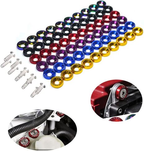 ihreesy Bumper Fender Washer M6، 10 قطع من الألومنيوم الخام لغسالة المحرك خليج اللباس عدة Lisence لوحة الديكور البراغي الحاجز الوفير غسالة الترباس لمعظم المركبات، برتقالي in Kuwait