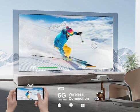 جهاز عرض يدعم 4K مع واي فاي وبلوتوث، أجهزة عرض صغيرة محمولة ONOAYO AYO1 PRO لاستخدام الأفلام في الهواء الطلق، سقف جهاز عرض فيديو متوافق مع عصا التلفزيون والكمبيوتر المحمول والهاتف الذكي وXbox وPS5 in Kuwait
