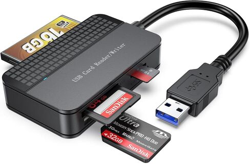 Card Reader USB 3.0, FEMORO Multi Memory Card Reader 4-in-1 Simultaneous Reading, SD Micro SD TF MS CF Compact Flash Card Readers External Adapter for Computer PC Camera Laptop in Saudi Arabia