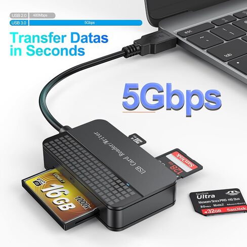 Card Reader USB 3.0, FEMORO Multi Memory Card Reader 4-in-1 Simultaneous Reading, SD Micro SD TF MS CF Compact Flash Card Readers External Adapter for Computer PC Camera Laptop in Saudi Arabia