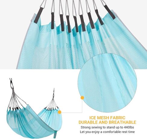KingCamp Mesh Hammock Camping Double&Single Hammock Portable with 2 Tree Straps Indoor Outdoor Hammocks Lightweight Camping Hammock for Backpacking Hiking, Backyard and Hanging Chair(Blue/Mesh) in Saudi Arabia
