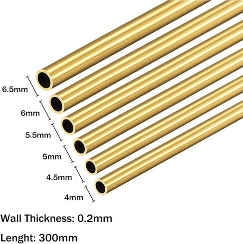 TA-VIGOR 6pcs Brass Tube,1mm 1.5mm 2mm 2.5mm 3mm 3.5mm OD x 0.2mm Wall Thickness 300mm Length Straight Brass Tubing Seamless Round Brass Tube for Crafts in Saudi Arabia