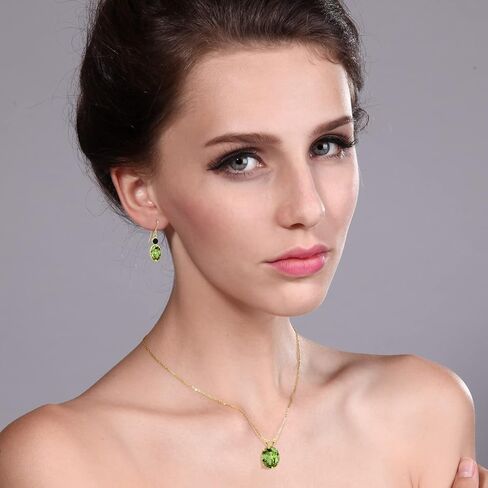 Gem Stone King 6.04 Ct Oval Green Peridot 14K Yellow Gold Pendant and Earrings Jewelry Set in Saudi Arabia
