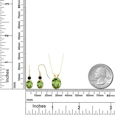 Gem Stone King 6.04 Ct Oval Green Peridot 14K Yellow Gold Pendant and Earrings Jewelry Set in Saudi Arabia