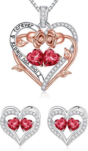 Iefil Double Birthstone Necklace and Birthstone Earrings Set in Saudi Arabia