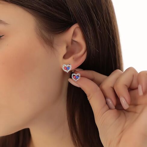 Iefil Double Birthstone Necklace and Birthstone Earrings Set in Saudi Arabia