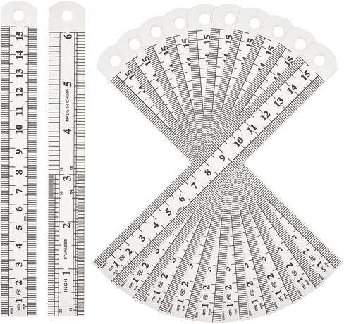 UNICRAFTALE 20Pcs Stainless Steel Ruler 15cm Straight Edge Ruler Metal Ruler Set 6 Inch Rulers Bulk Ruler Measuring Tool Precision Double Sided Ruler for Carpenters Students Measuring Tool in Saudi Arabia
