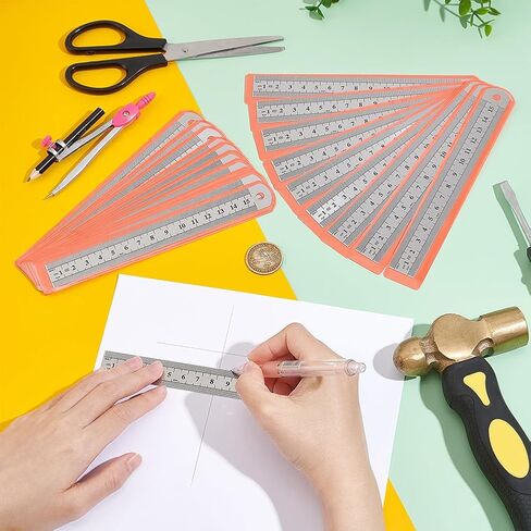 UNICRAFTALE 20Pcs Stainless Steel Ruler 15cm Straight Edge Ruler Metal Ruler Set 6 Inch Rulers Bulk Ruler Measuring Tool Precision Double Sided Ruler for Carpenters Students Measuring Tool in Saudi Arabia